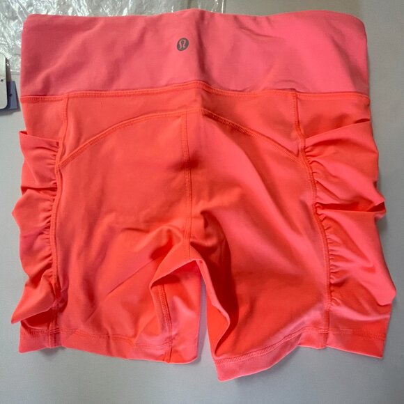LuluLemon Mid-Rise Speed Track Shorts | Size 8 , 6" inseam | Bright Orange - Picture 3 of 5